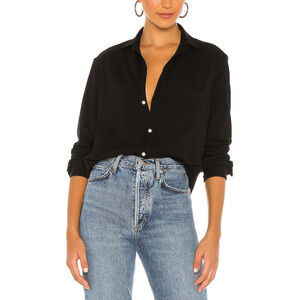 Frank & Eileen Black Knit Button Down Shirt Size XS
